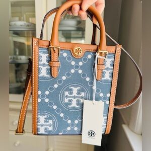 NWT【Tory Burch】Denim Mini Monogram Tote